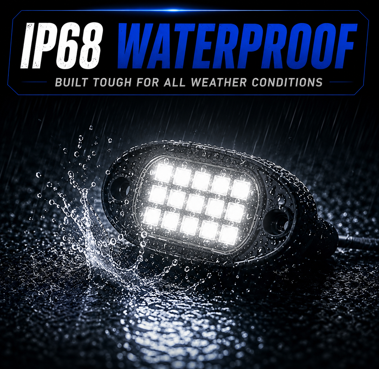 12-Piece Ultra Bright LED Rock Light Kit – IP68 Waterproof – Pure White 6000K