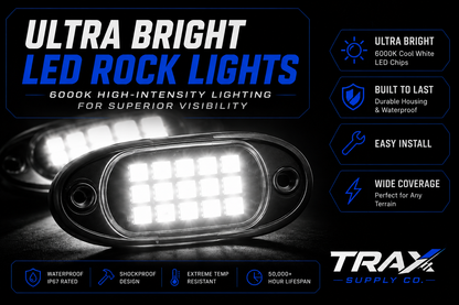 12-Piece Ultra Bright LED Rock Light Kit – IP68 Waterproof – Pure White 6000K